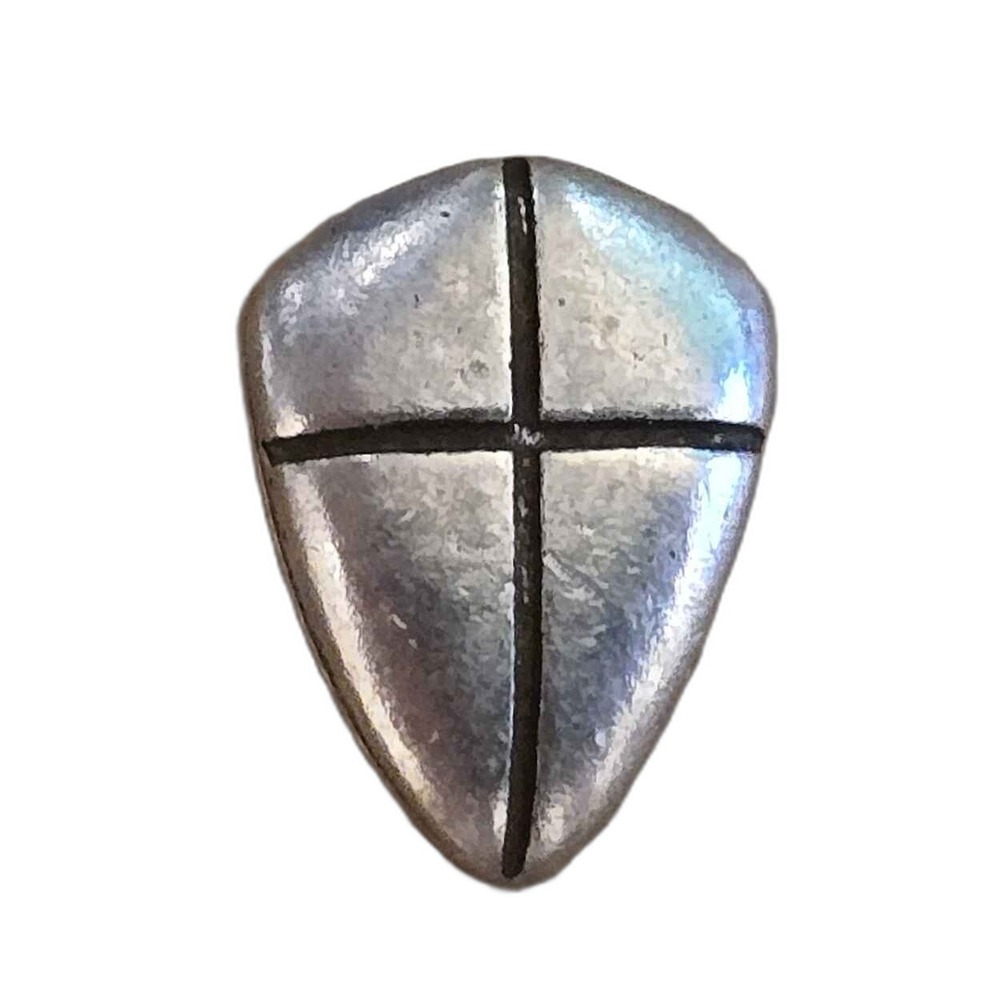 Antique Silver Tone Joshua Verse Shield Lapel Vest Hat Pin K30
